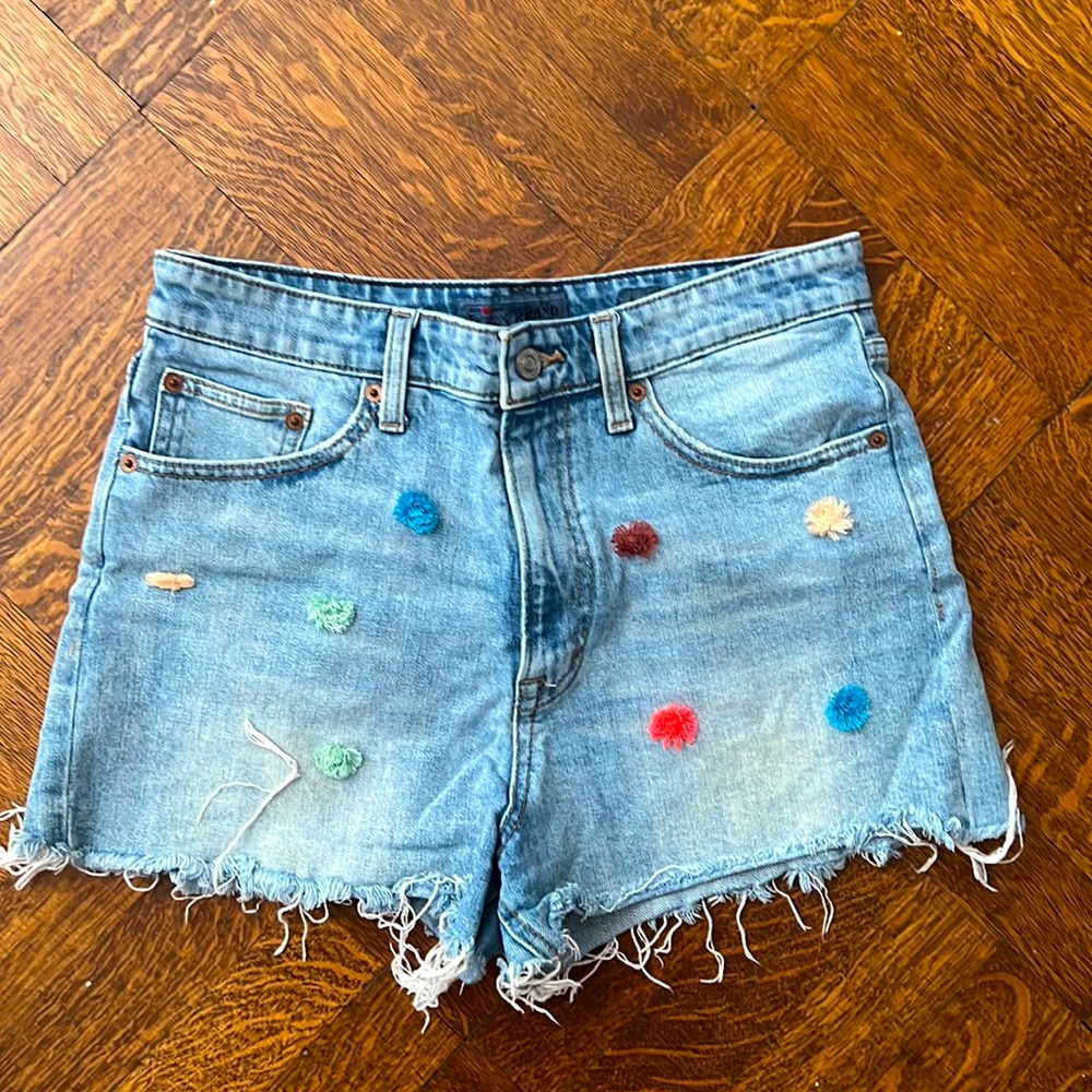 Lucky Brand Cut-off Denim Pom Pom Shorts